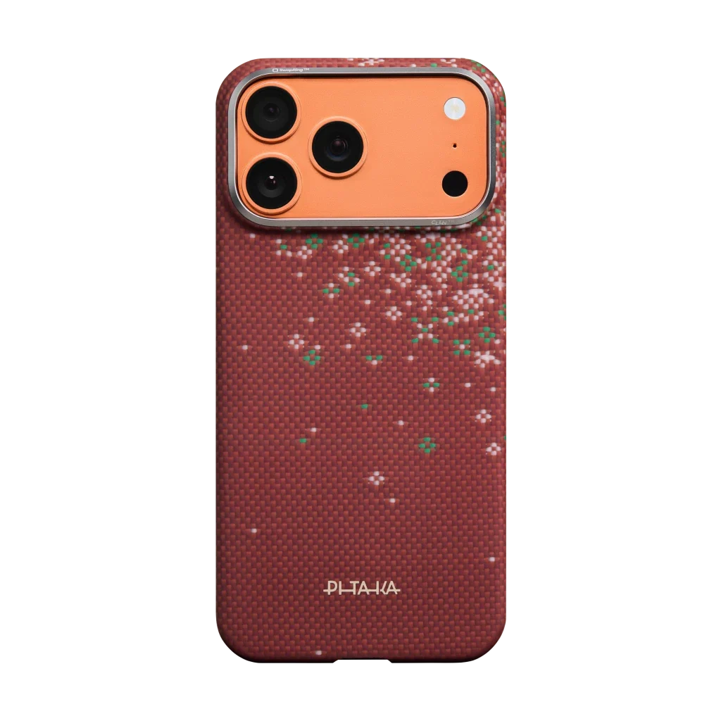 Pitaka iPhone 17 Pro Karbon Kılıf MagSafe Uyumlu Aramid Fiber - Edge Daybreak Red