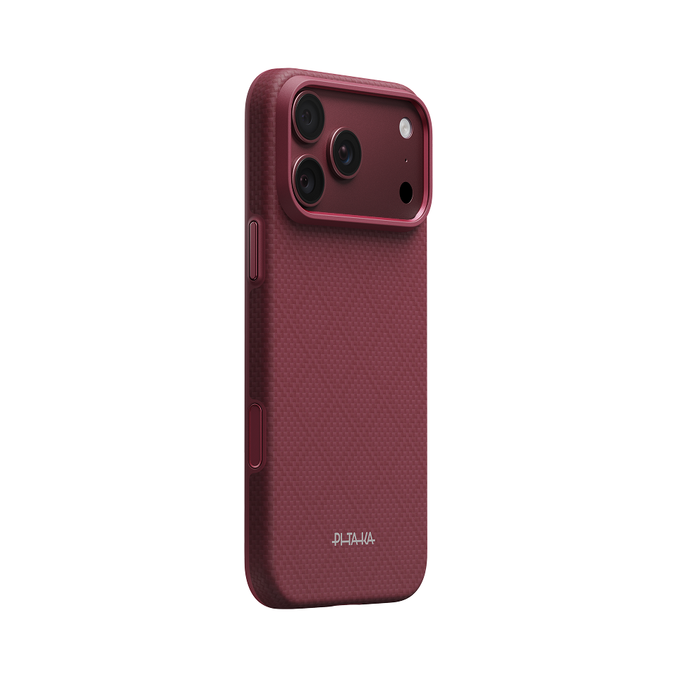 Pitaka iPhone 18 Pro Max Karbon Kılıf MagSafe Uyumlu Aramid Fiber - Summa Burgundy