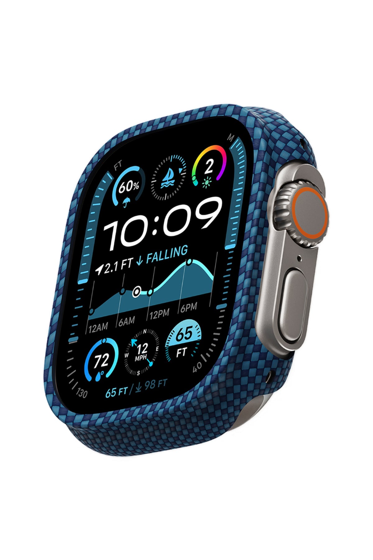 Pitaka Aramid Fiber 600D Apple Watch Ultra 49mm Uyumlu Kasa Koruyucu Mavi