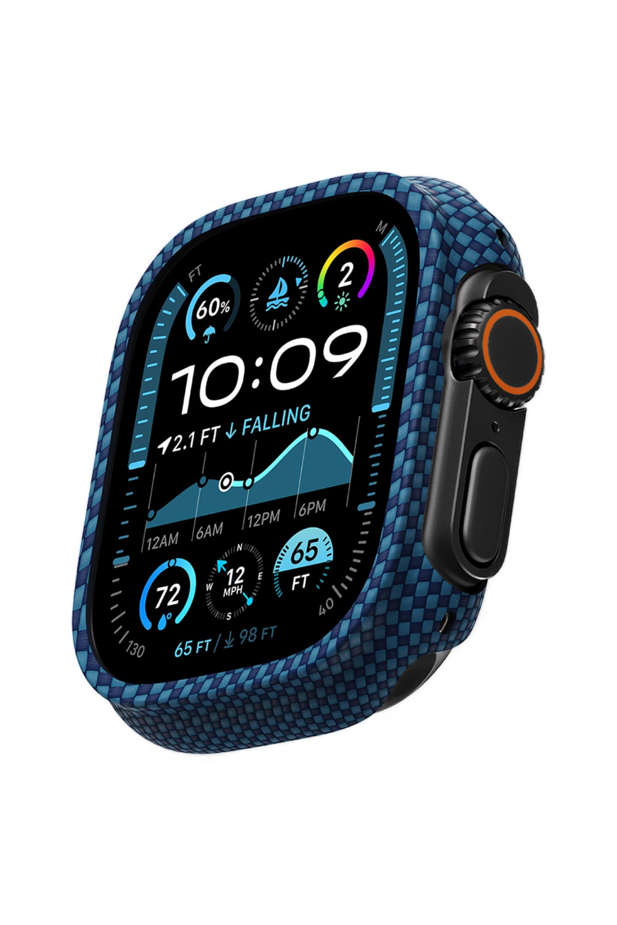 Pitaka Aramid Fiber 600D Apple Watch Ultra 49mm Uyumlu Kasa Koruyucu Mavi