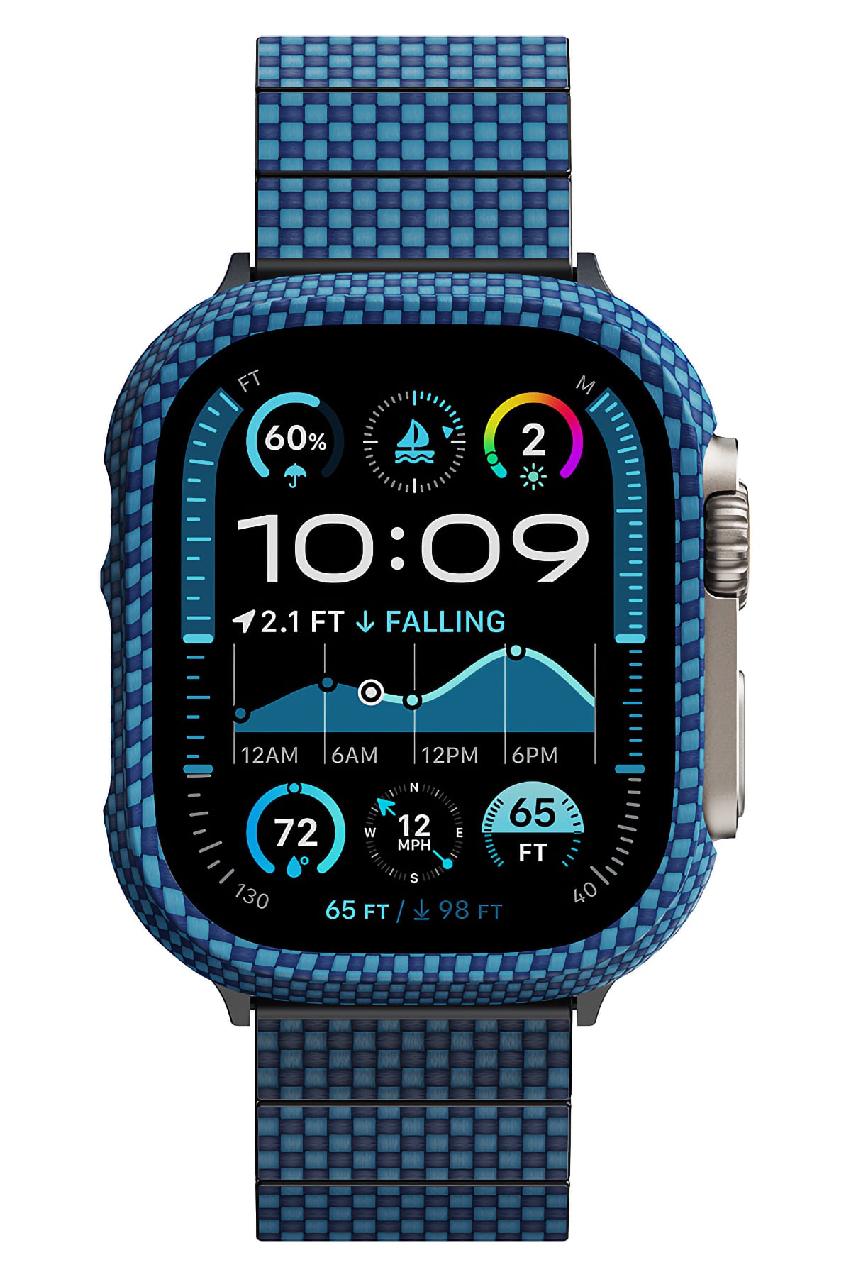 Pitaka Aramid Fiber 600D Apple Watch Ultra 49mm Uyumlu Kasa Koruyucu Mavi