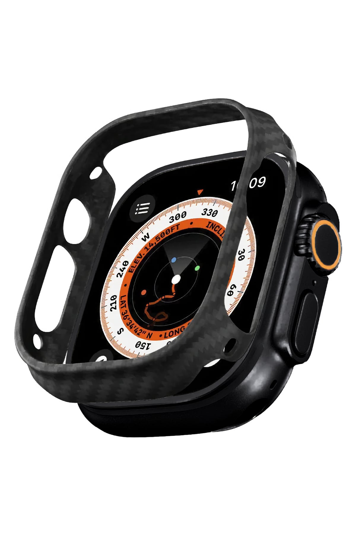 Pitaka Aramid Fiber 600D Apple Watch Ultra 49mm Uyumlu Kasa Koruyucu Siyah