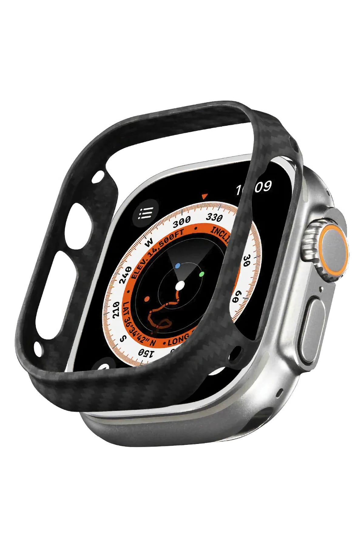 Pitaka Aramid Fiber 600D Apple Watch Ultra 49mm Uyumlu Kasa Koruyucu Siyah