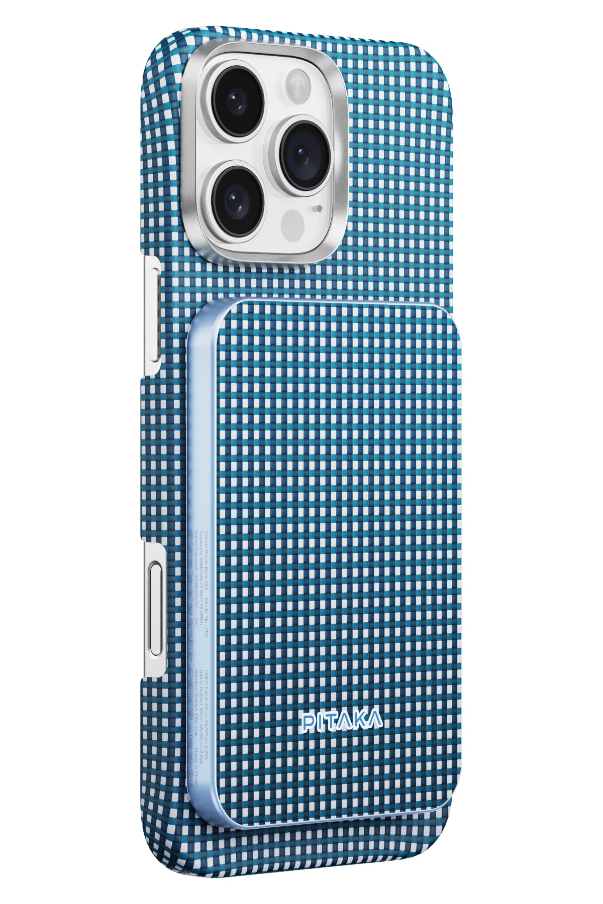 Pitaka Aramid Fiber Magsafe uyumlu Manyetik Powerbank Ocean Blue