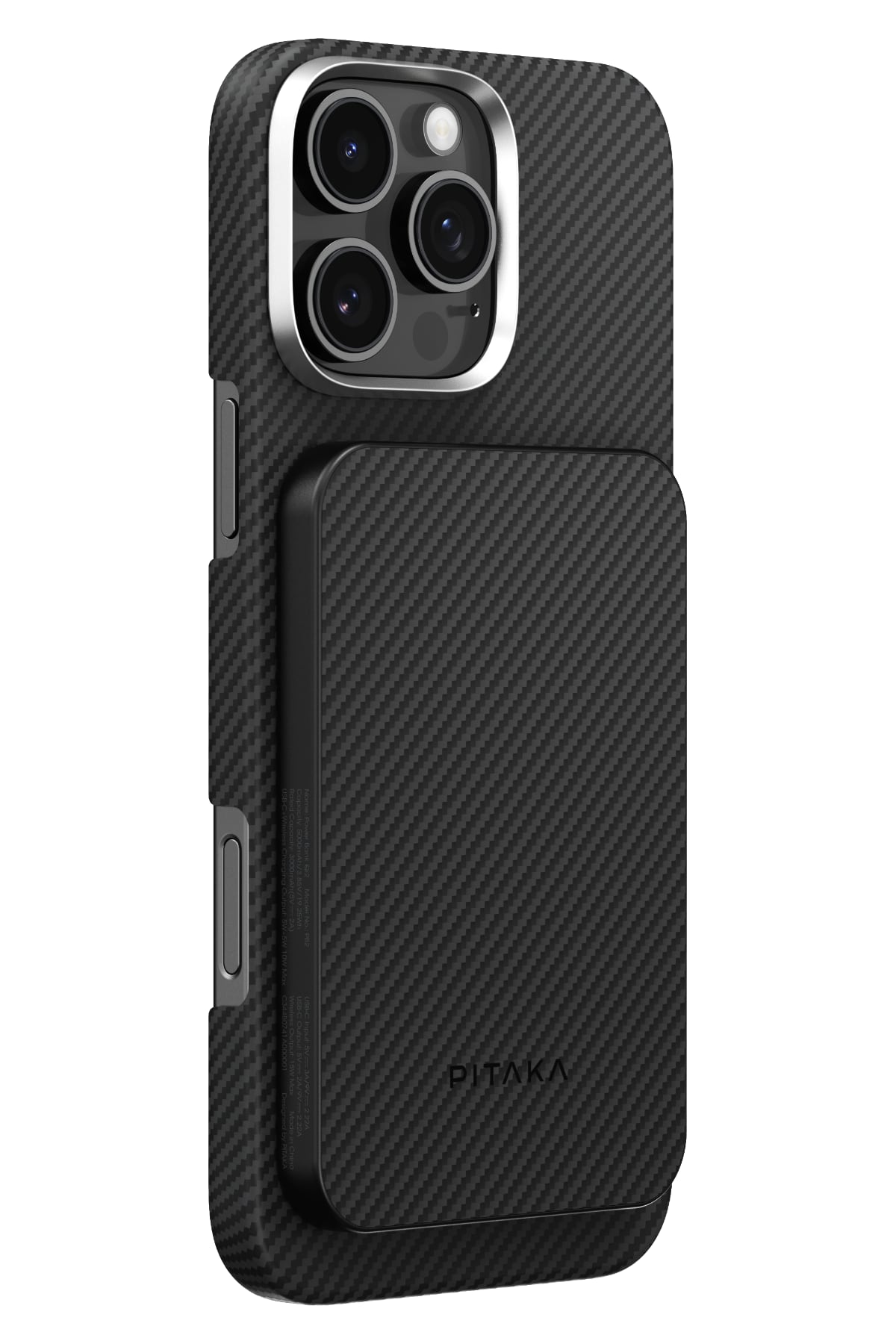 Pitaka Aramid Fiber Magsafe uyumlu Manyetik Powerbank Siyah-Gri