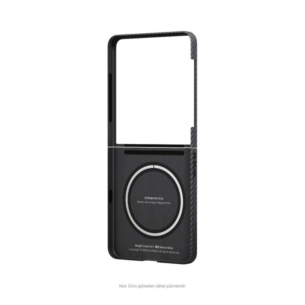 Galaxy Z Flip7 Karbon Kılıf MagSafe Uyumlu Aramid Fiber - Edge 600D Black Gray