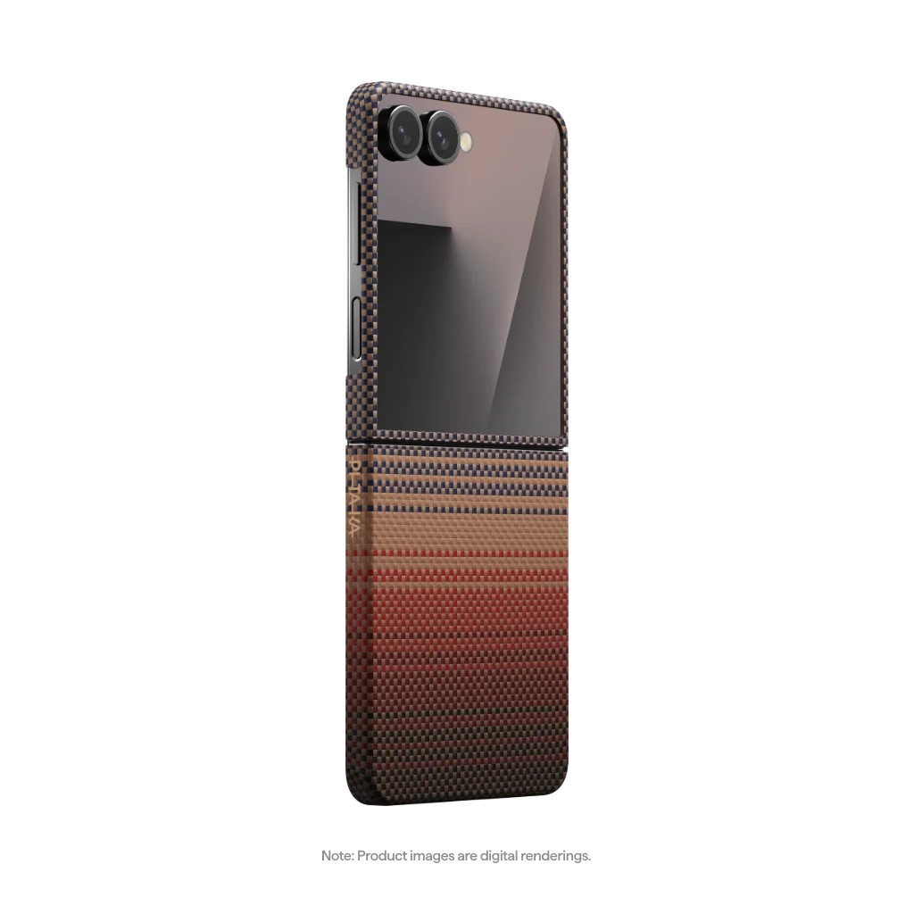 Pitaka Galaxy Z Flip7 Karbon Kılıf MagSafe Uyumlu Aramid Fiber - Edge Sunset