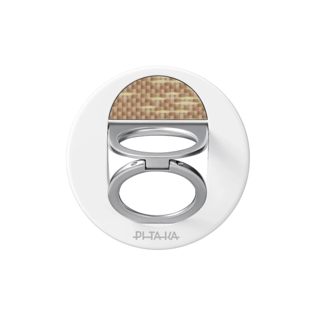 Aramid Fiber MagEZ Grip 3 Magsafe Magnetik Ring Stand Telefon Tutucu Golden Glint