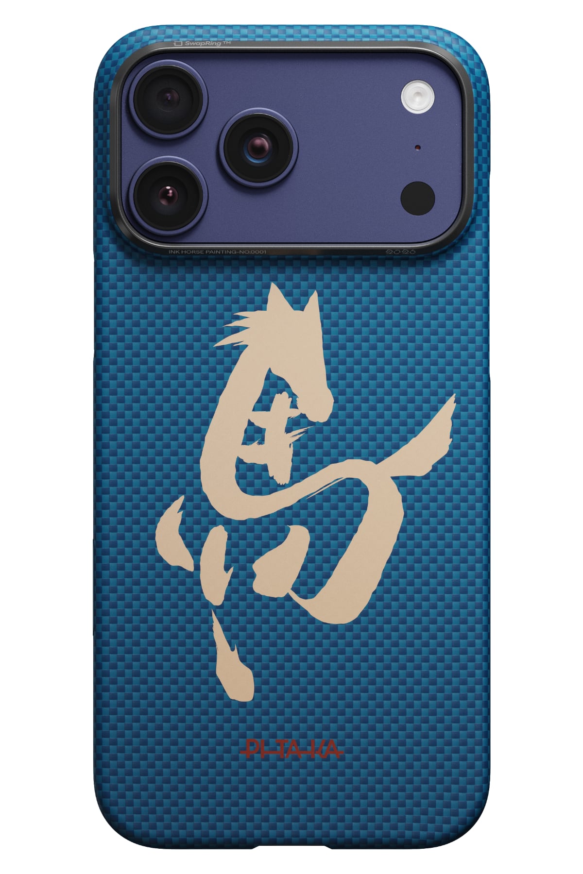 Pitaka Horse Painting iPhone 17 Pro Max MagSafe uyumlu Aramid Fiber Kılıf Azure Green
