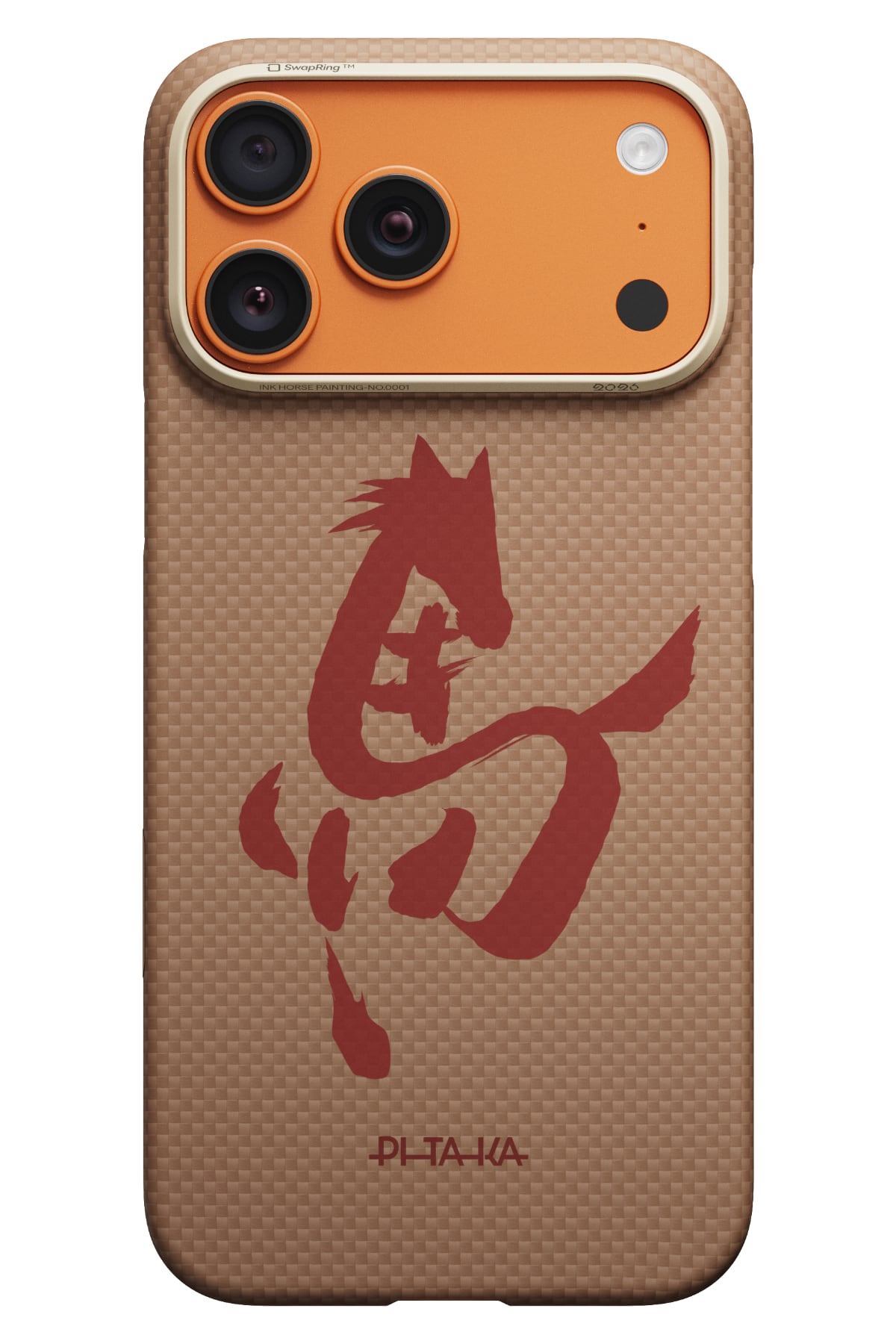 Pitaka Horse Painting iPhone 17 Pro Max MagSafe uyumlu Aramid Fiber Kılıf Gold & Jade