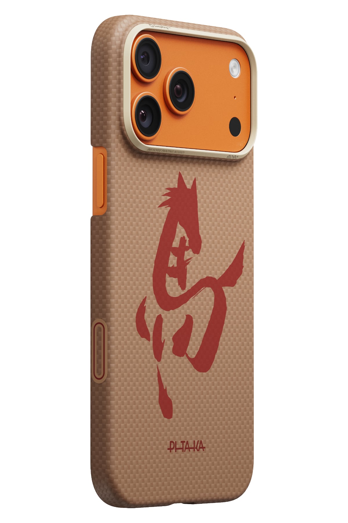 Pitaka Horse Painting iPhone 17 Pro Max MagSafe uyumlu Aramid Fiber Kılıf Gold & Jade