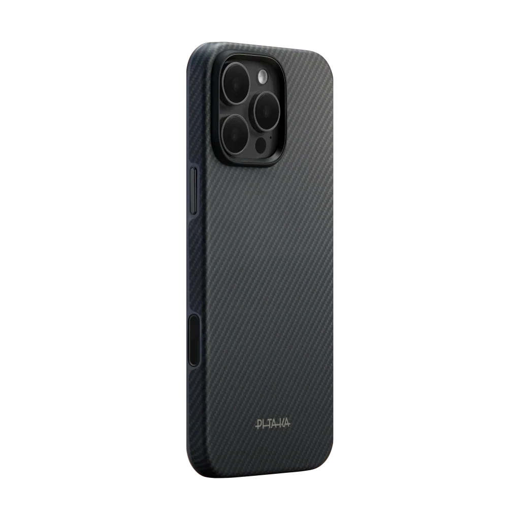 Pitaka iPhone 16 Pro Karbon Kılıf MagSafe Uyumlu Aramid Fiber - Summa 600D Black Gray