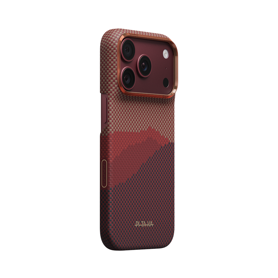 Pitaka iPhone 18 Pro Karbon Kılıf MagSafe Uyumlu Aramid Fiber - Edge Autumn Dusk