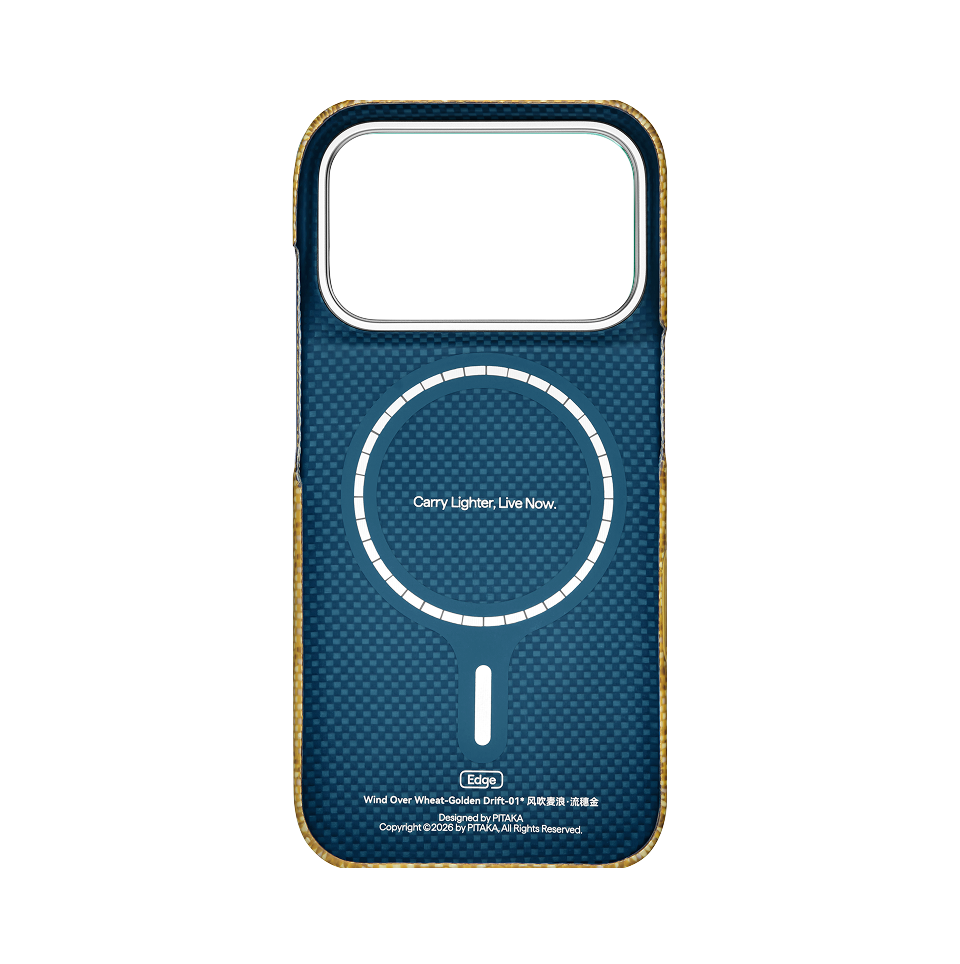 Pitaka iPhone 18 Pro Karbon Kılıf MagSafe Uyumlu Aramid Fiber - Edge Golden Drift
