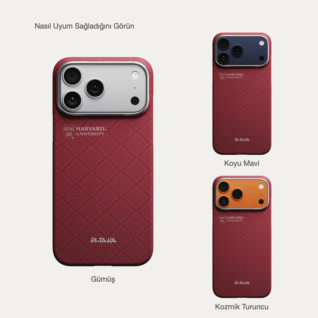 Pitaka iPhone 17 Pro Max Karbon Kılıf MagSafe Uyumlu Aramid Fiber - Edge Harvard Crimson