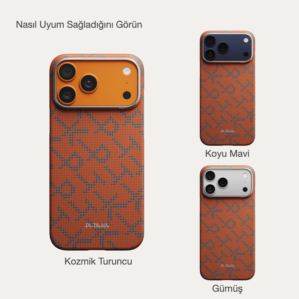 Pitaka iPhone 17 Pro Max Karbon Kılıf MagSafe Uyumlu Aramid Fiber - Edge Leaping Blue Orange
