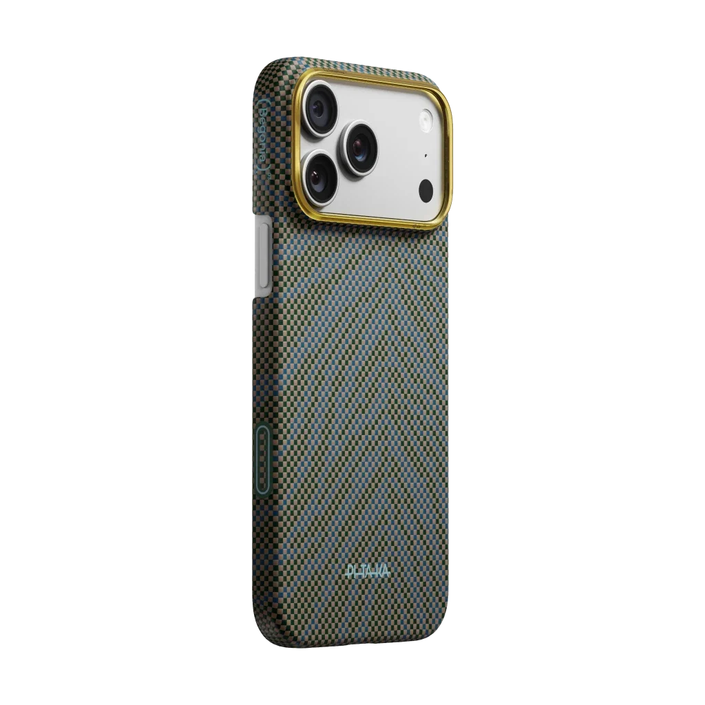 Pitaka iPhone 17 Pro Max Karbon Kılıf MagSafe Uyumlu Aramid Fiber - Edge Dive Green