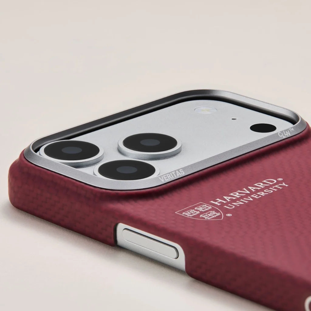 Pitaka iPhone 17 Pro Max Karbon Kılıf MagSafe Uyumlu Aramid Fiber - Edge Harvard Crimson