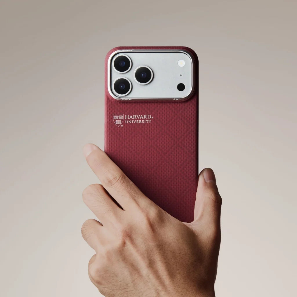 iPhone 17 Pro Karbon Kılıf MagSafe Uyumlu Aramid Fiber - Edge Harvard Crimson