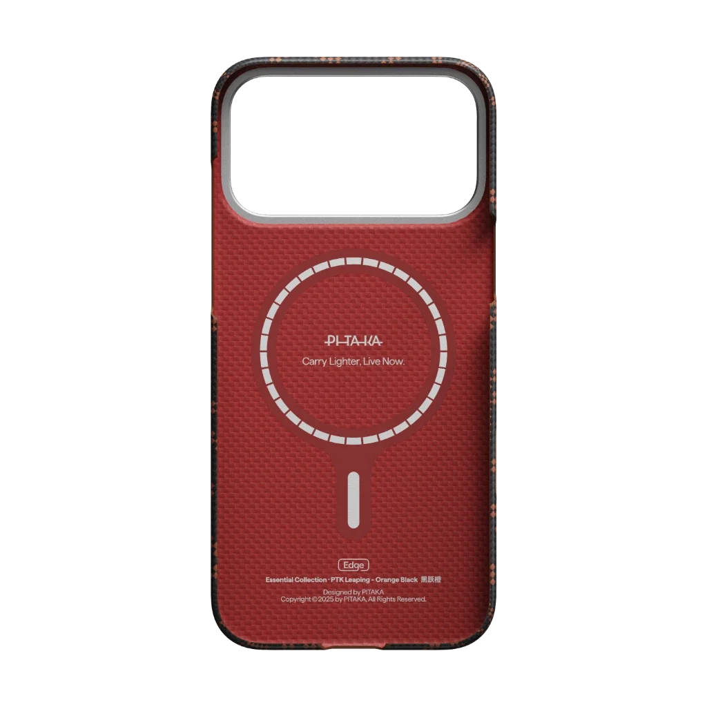 iPhone 17 Pro Max Karbon Kılıf MagSafe Uyumlu Aramid Fiber - Edge Leaping Orange Black