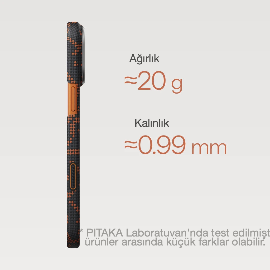 Pitaka iPhone 17 Pro Max Karbon Kılıf MagSafe Uyumlu Aramid Fiber - Edge Leaping Orange Black