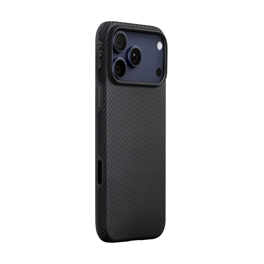 Pitaka iPhone 17 Pro Karbon Kılıf MagSafe Uyumlu Aramid Fiber - Summa 600D Black Gray