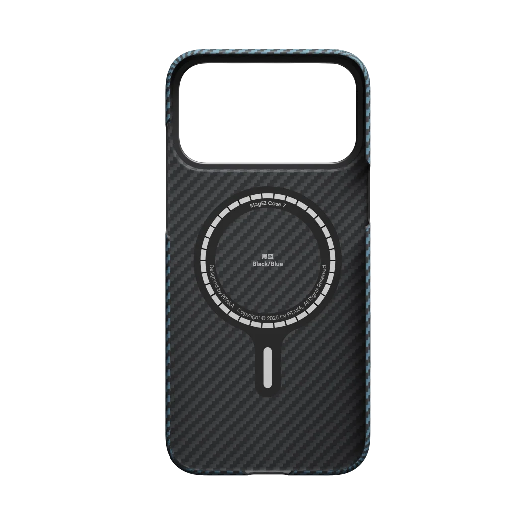 iPhone 17 Pro Max Karbon Kılıf MagSafe Uyumlu Aramid Fiber - Edge 1500D Black Blue