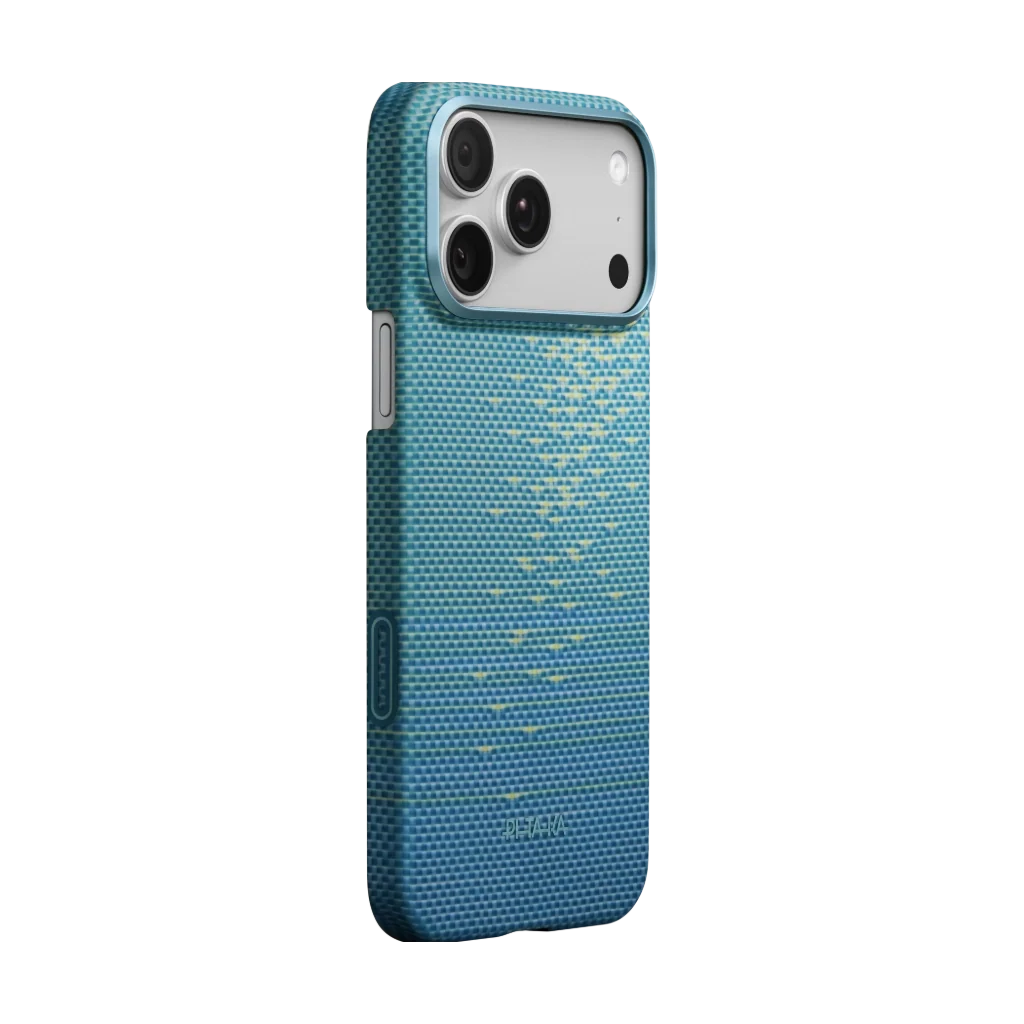 Pitaka iPhone 17 Pro Karbon Kılıf MagSafe Uyumlu Aramid Fiber - Edge Lucid Blue
