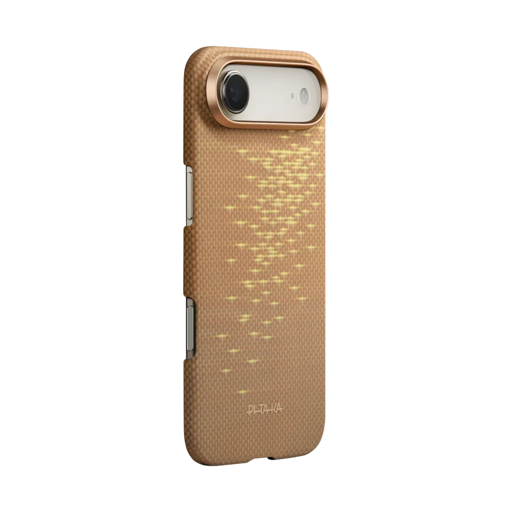Pitaka iPhone Air Karbon Kılıf MagSafe Uyumlu Aramid Fiber - Edge Golden Glint