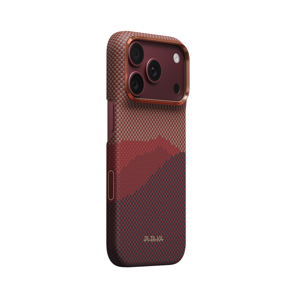 Pitaka iPhone 18 Pro Karbon Kılıf MagSafe Uyumlu Aramid Fiber - Edge Autumn Dusk