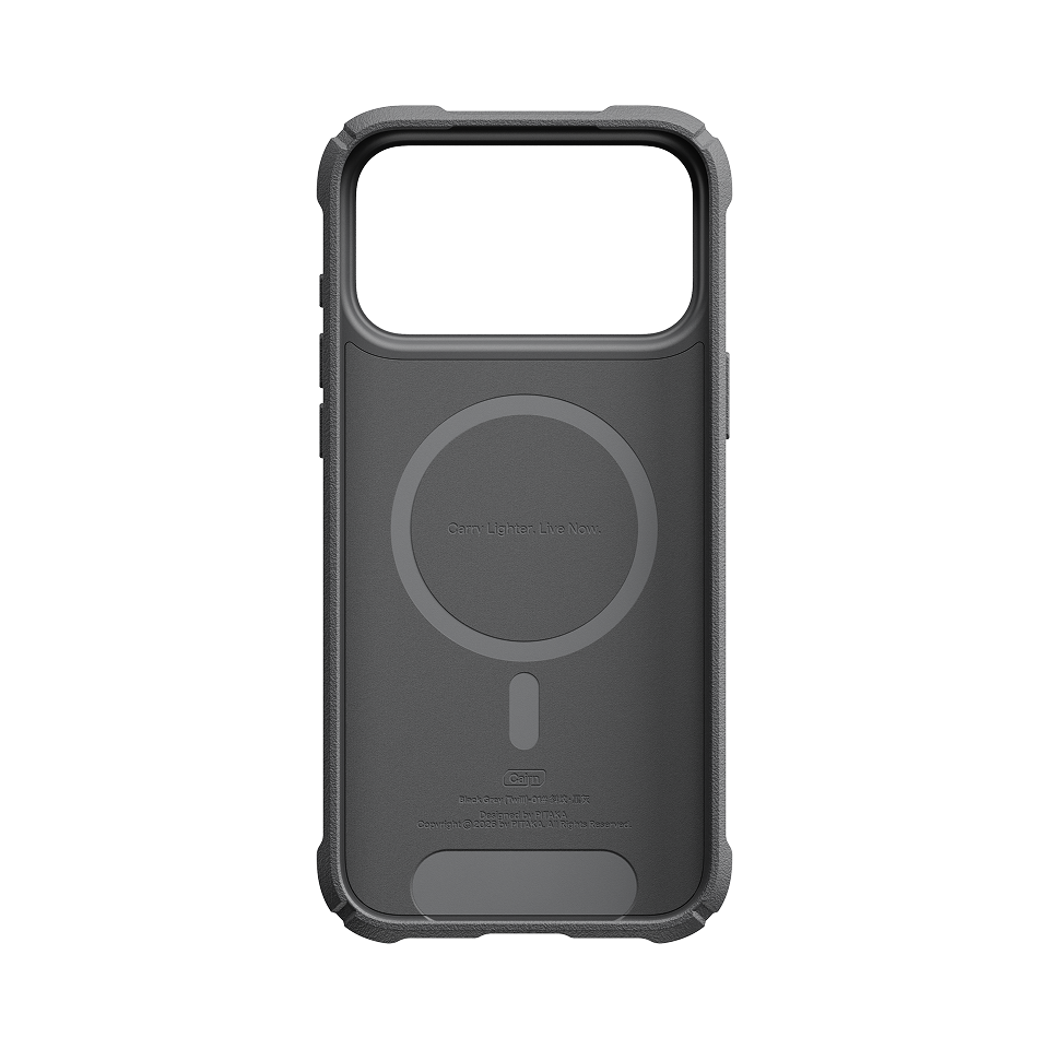 iPhone 18 Pro Max Karbon Kılıf Cairn 600D Black Gray - kılıfın iç yüzeyi ve MagSafe halkası