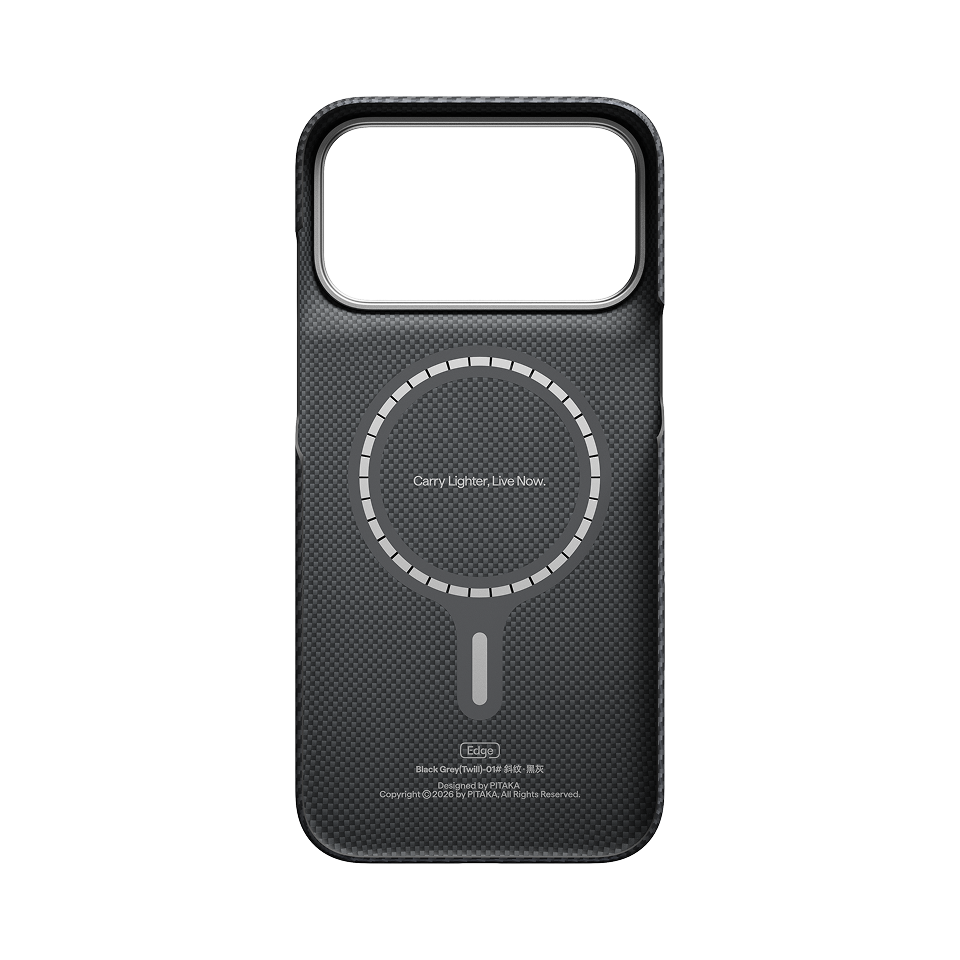 iPhone 18 Pro Max Karbon Kılıf MagSafe Uyumlu Aramid Fiber - Edge 600D Black Gray