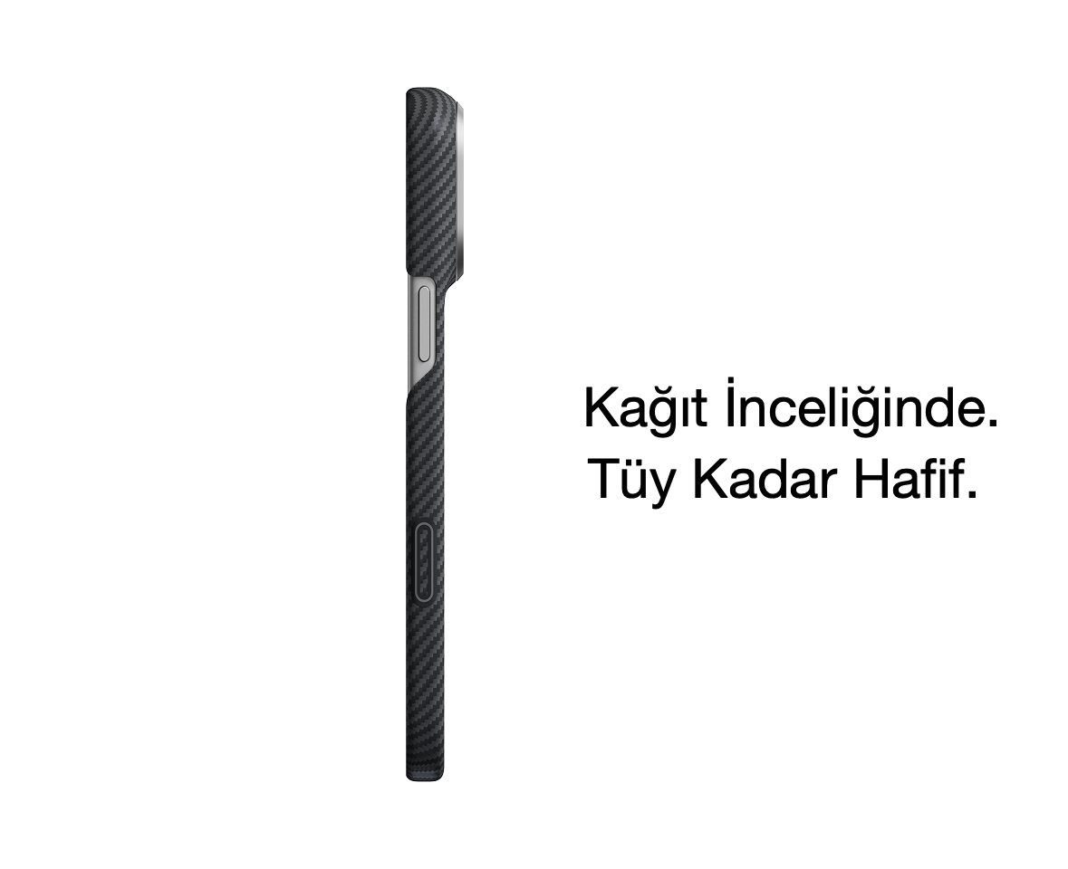 iPhone 18 Pro Max Karbon Kılıf Edge 600D Black Gray - ince ve hafif yapı yandan görünüm