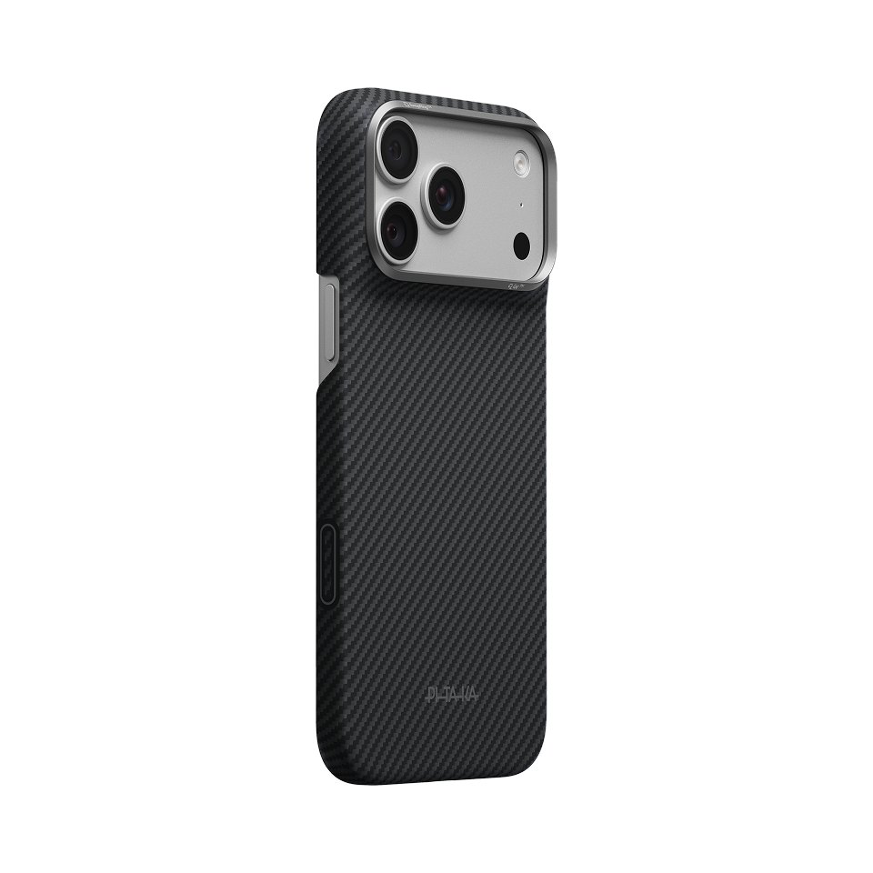 Pitaka iPhone 18 Pro Max Karbon Kılıf MagSafe Uyumlu Aramid Fiber - Edge 600D Black Gray