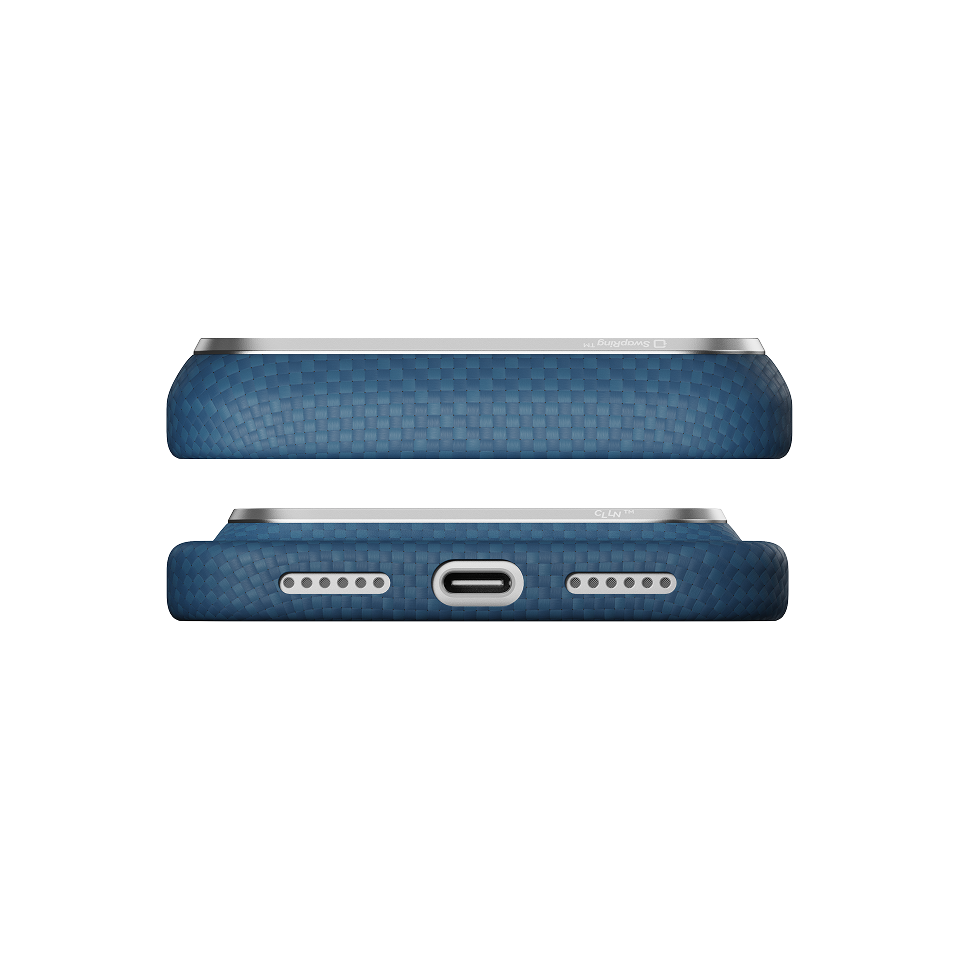 iPhone 18 Pro Max Karbon Kılıf MagSafe Uyumlu Aramid Fiber - Edge Abyss Blue