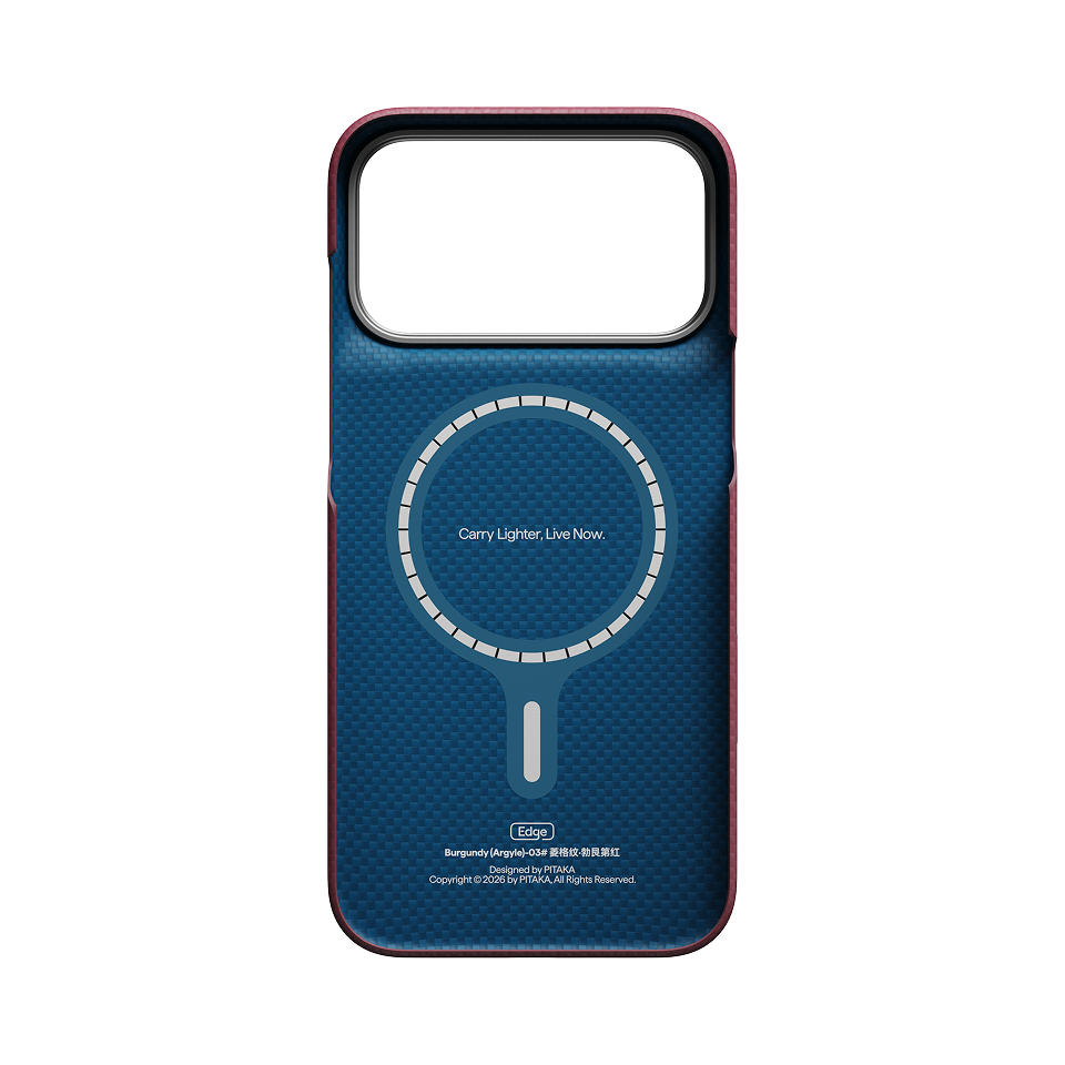 iPhone 18 Pro Max Karbon Kılıf MagSafe Uyumlu Aramid Fiber - Edge Burgundy
