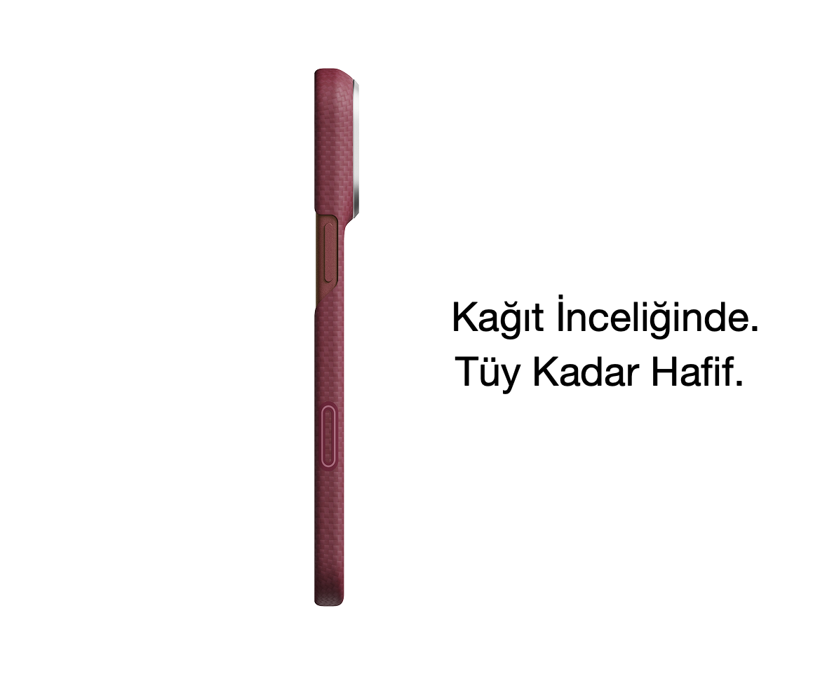 iPhone 18 Pro Max Karbon Kılıf MagSafe Uyumlu Aramid Fiber - Edge Burgundy