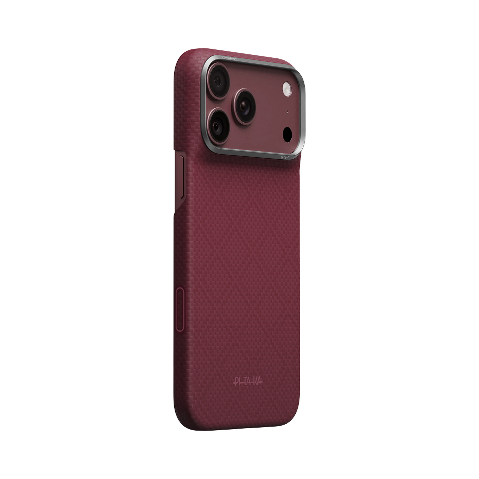 Pitaka iPhone 18 Pro Max Karbon Kılıf MagSafe Uyumlu Aramid Fiber - Edge Burgundy