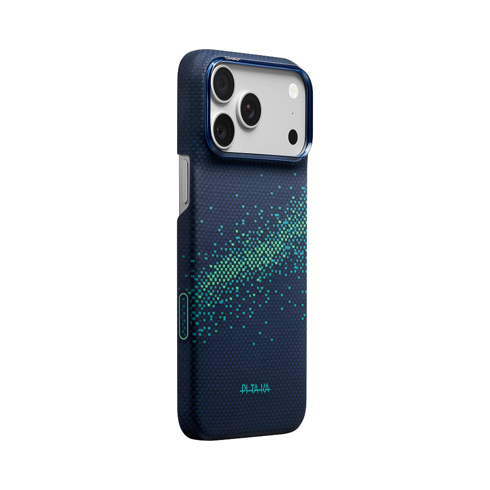 Pitaka iPhone 18 Pro Max Karbon Kılıf MagSafe Uyumlu Aramid Fiber - Edge Nearfield Blue