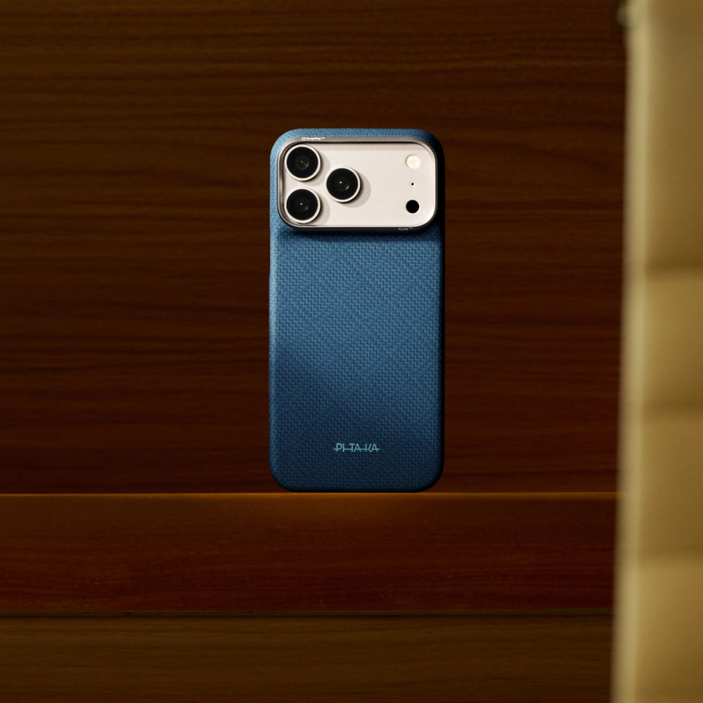 iPhone 18 Pro Max Karbon Kılıf MagSafe Uyumlu Aramid Fiber - Edge Blue's Red