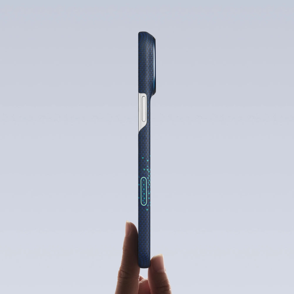 iPhone 18 Pro Karbon Kılıf MagSafe Uyumlu Aramid Fiber - Edge Nearfield Blue