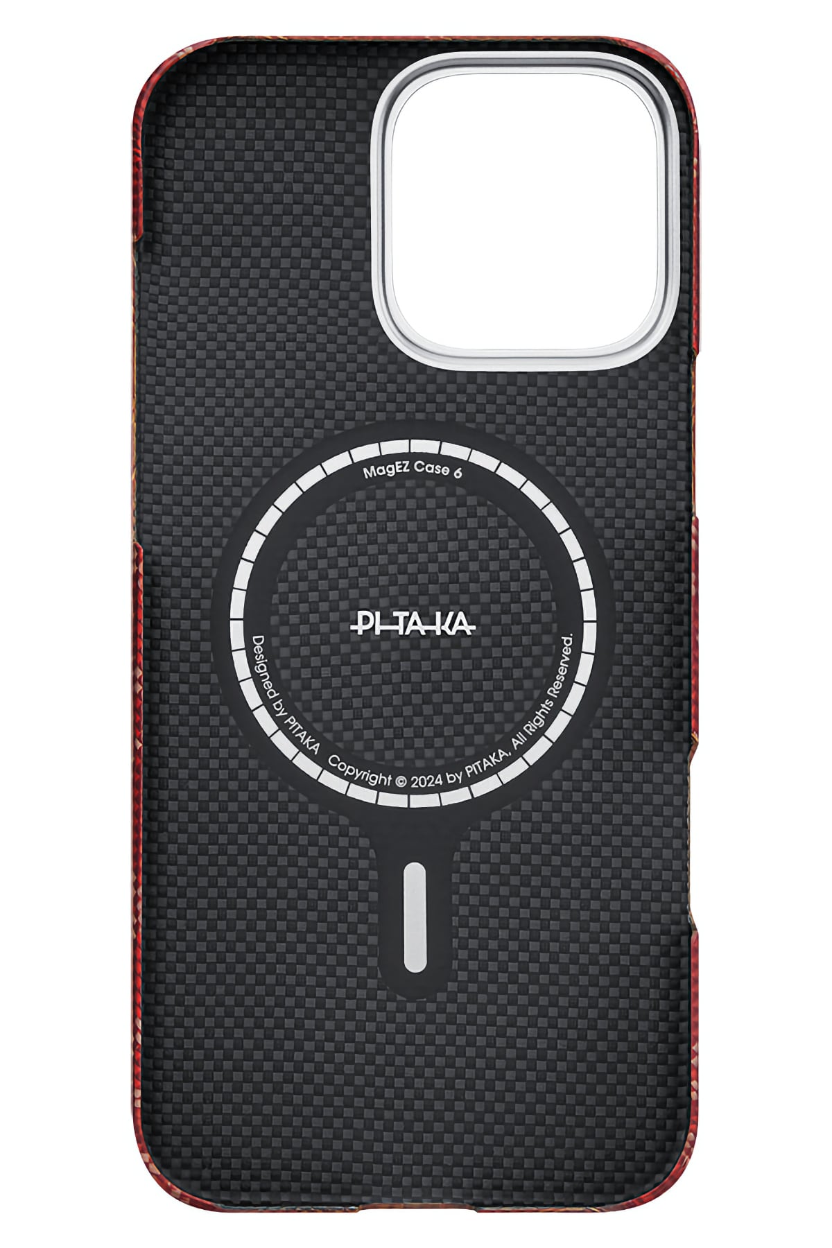 Pitaka Monogram iPhone 16 Pro Max MagSafe Uyumlu Aramid Fiber Kılıf Kırmızı
