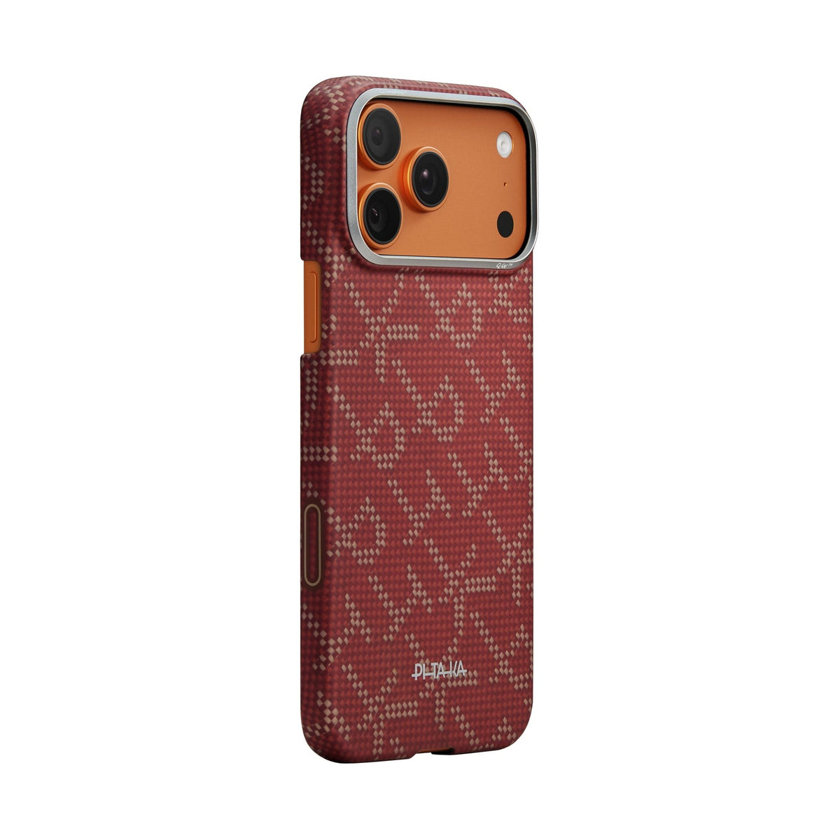 Pitaka Monogram iPhone 17 Pro MagSafe Uyumlu Aramid Fiber Kılıf Kırmızı