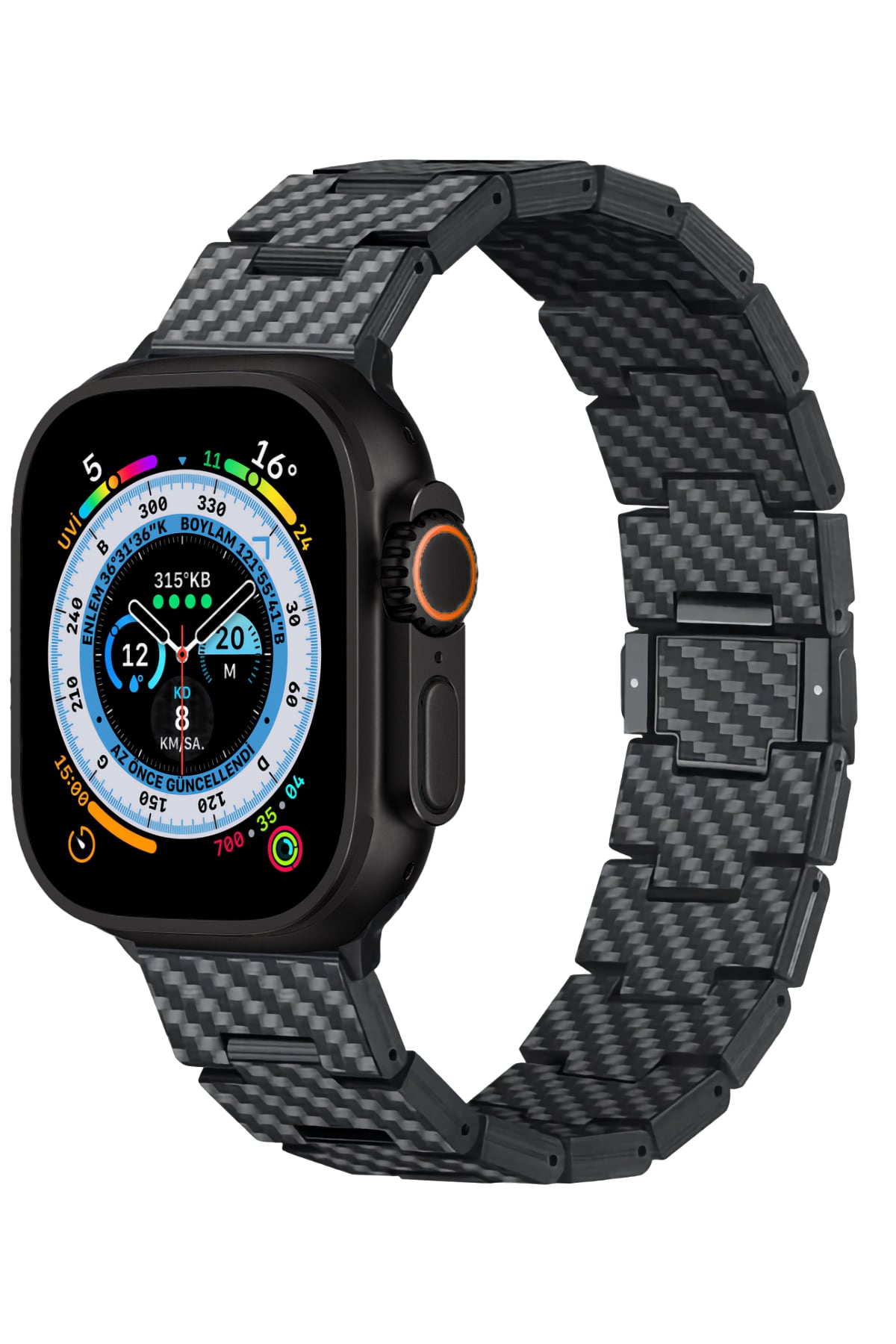 Pitaka Apple Watch / Ultra Uyumlu Karbon Fiber Kordon Retro