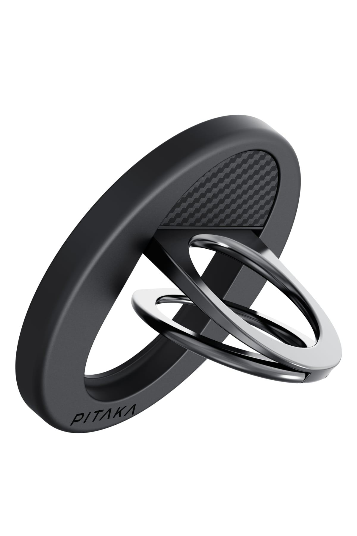 Pitaka Aramid Fiber 600D MagEZ Grip 3 Magsafe Magnetik Ring Stand Telefon Tutucu Siyah