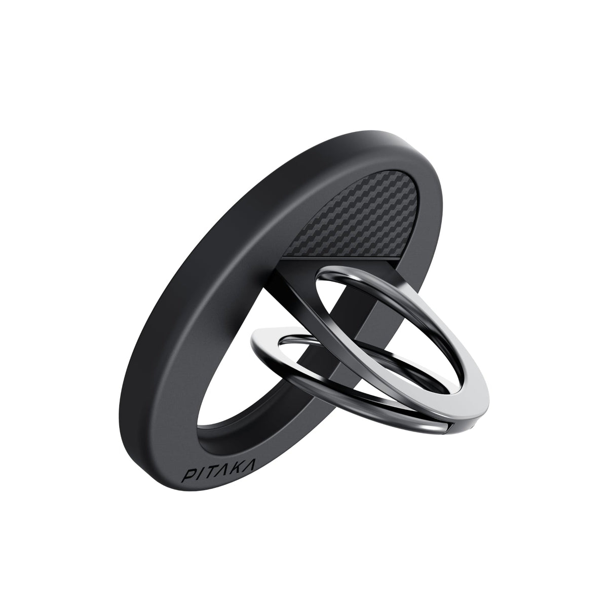 Pitaka Aramid Fiber 600D MagEZ Grip 3 Magsafe Magnetik Ring Stand Telefon Tutucu Siyah