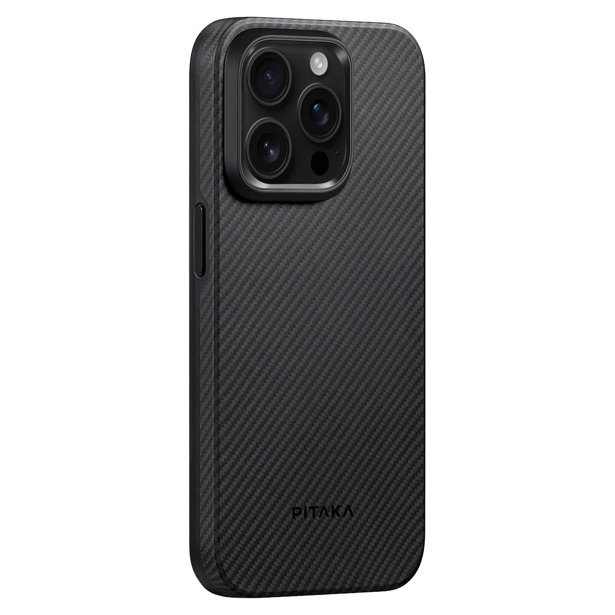 iPhone 15 Pro Max Karbon Kılıf MagSafe Uyumlu Aramid Fiber - Cairn 600D Black Gray