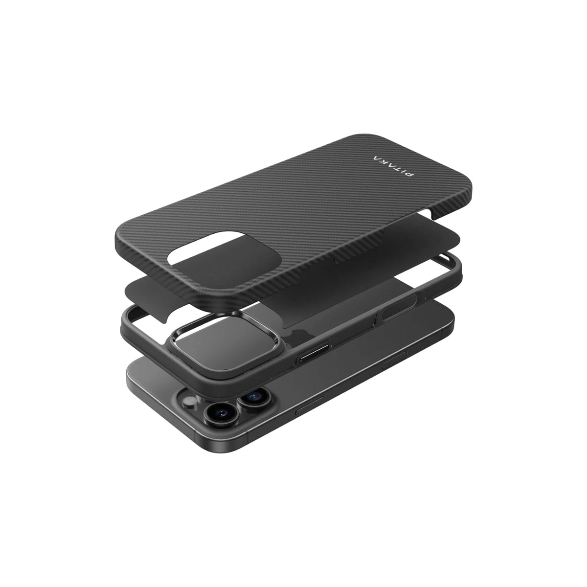 iPhone 16 Pro Karbon Kılıf MagSafe Uyumlu Aramid Fiber - Summa 600D Black Gray