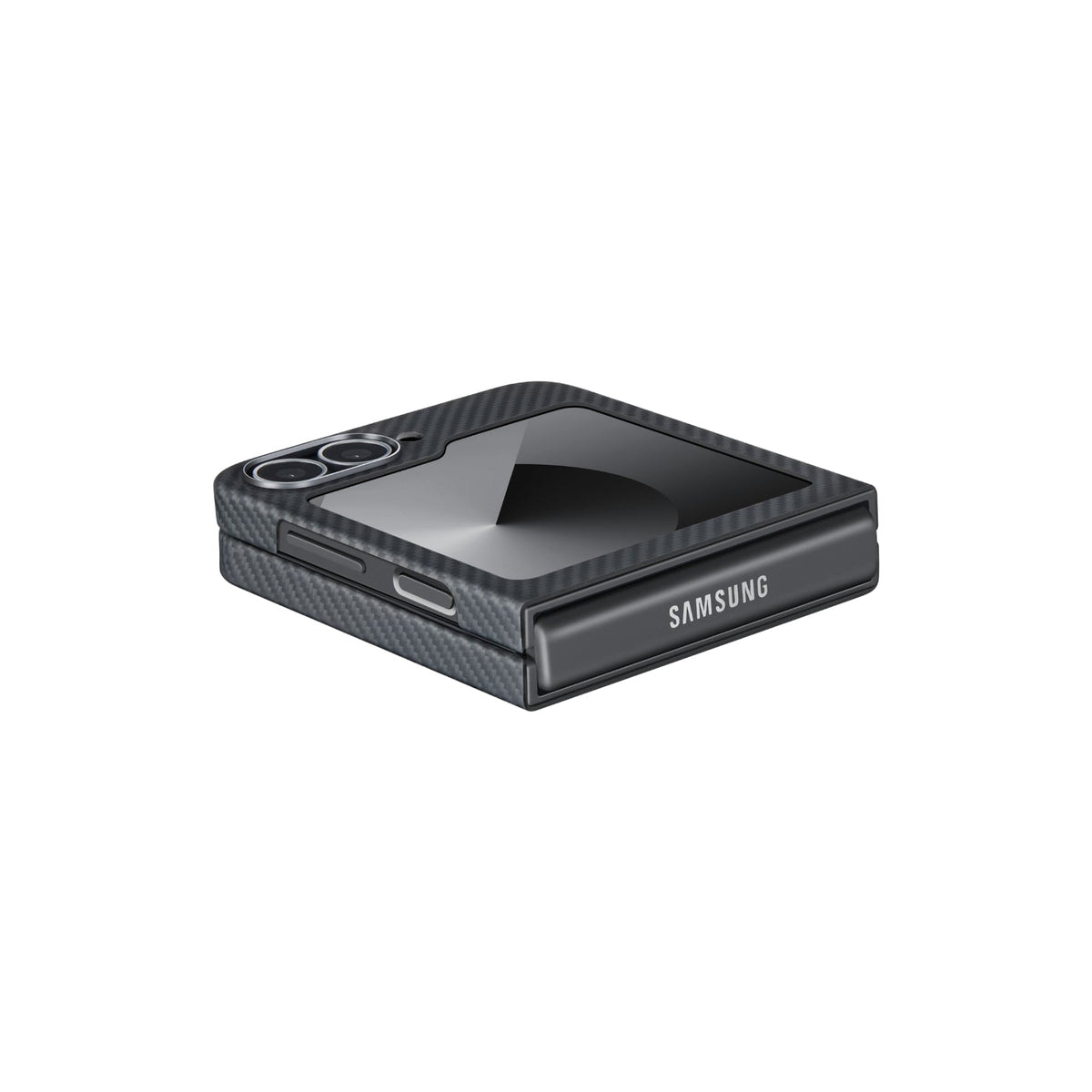 Galaxy Z Flip6 Karbon Kılıf MagSafe Uyumlu Aramid Fiber - Edge 600D Black Gray