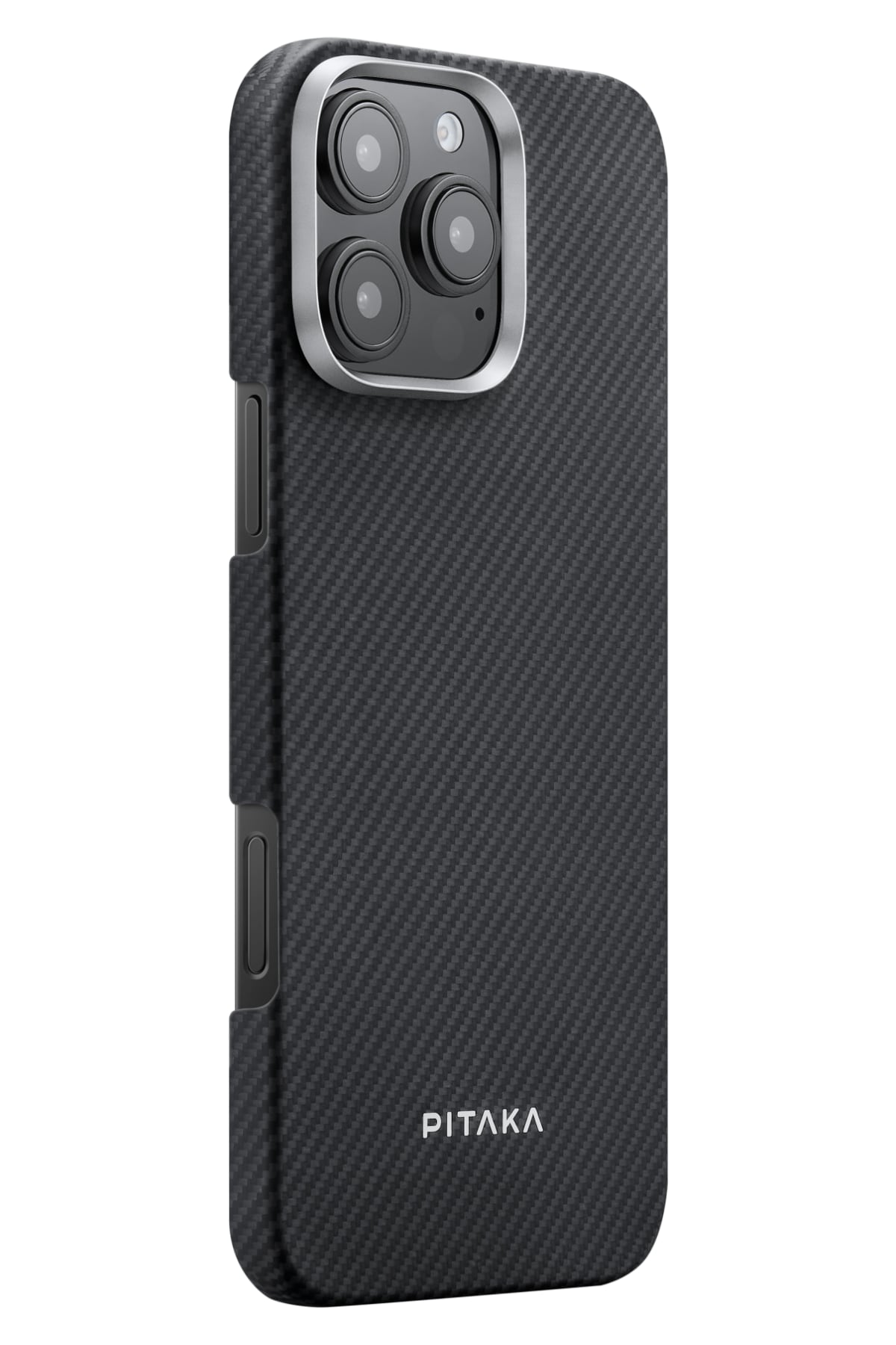 Pitaka Classic Ultra Slim Yüzük Standlı iPhone 16 Pro Max MagSafe Uyumlu 600D Aramid Fiber Kılıf Siyah